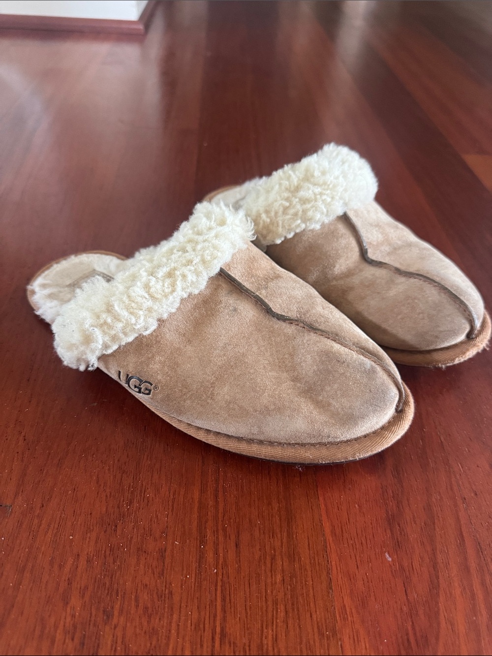 UGG Women’s Chestnut Suede Shearling-Lined Mule Slippers